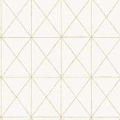 NuWallpaper Peel-and-Stick Wallpaper - White and Gold Geometric Pattern - 20.5-in x 18-ft