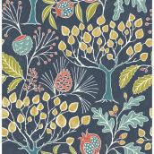 NuWallpaper Peel-and-Stick Wallpaper - Woodland Pattern on Navy Background - 20.5-in x 18-ft