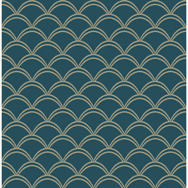 Papier peint peler et coller NuWallpaper, motif de vagues bronze et sarcelle, 20,5 po x 18 pi