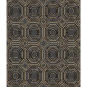 NuWallpaper Peel-and-Stick Bees Knees Wallpaper - Black and Gold Geometric Pattern - 20.5-in x 18-ft