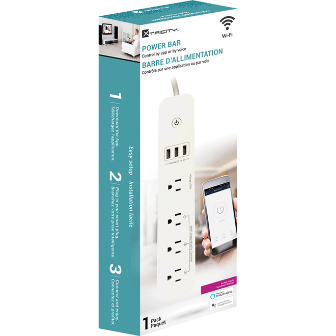 Xtricity 4-Outlet 3-USB Port Intelligent Power Bar with Wi-Fi