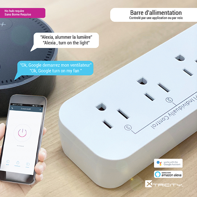 Xtricity 4-Outlet 3-USB Port Intelligent Power Bar with Wi-Fi