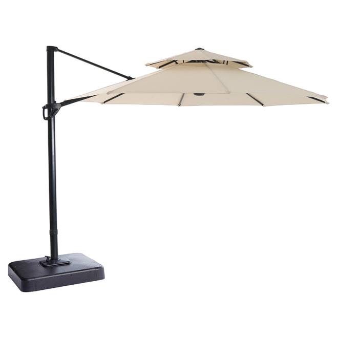 Garden Treasures Offset Patio Umbrella Tiltable 11 Ft Beige Yjaf 81903c Rona