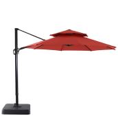 Garden Treasures Offset Patio Umbrella - Aluminum and Olefin - Tiltable and Rotating - Red