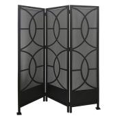 allen + roth 59 x 72-in Black and Grey Steel Folding Privacy Screen