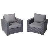 Allen + Roth Dartford Patio Conversation Armchairs - Aluminum and Wicker - Grey - 2 Pieces