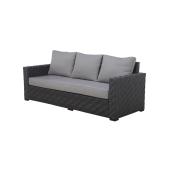 Sofa pour patio Dartford par Allen + Roth, aluminium et osier, gris, 3 places