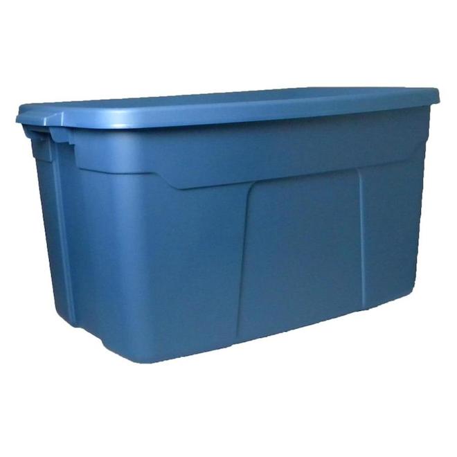 Centrex Plastics, LLC Plastic Storage Tote 831512 Rugged Tote 31-Gallon Blue Tote with Standard Snap Lid - Lowe's
