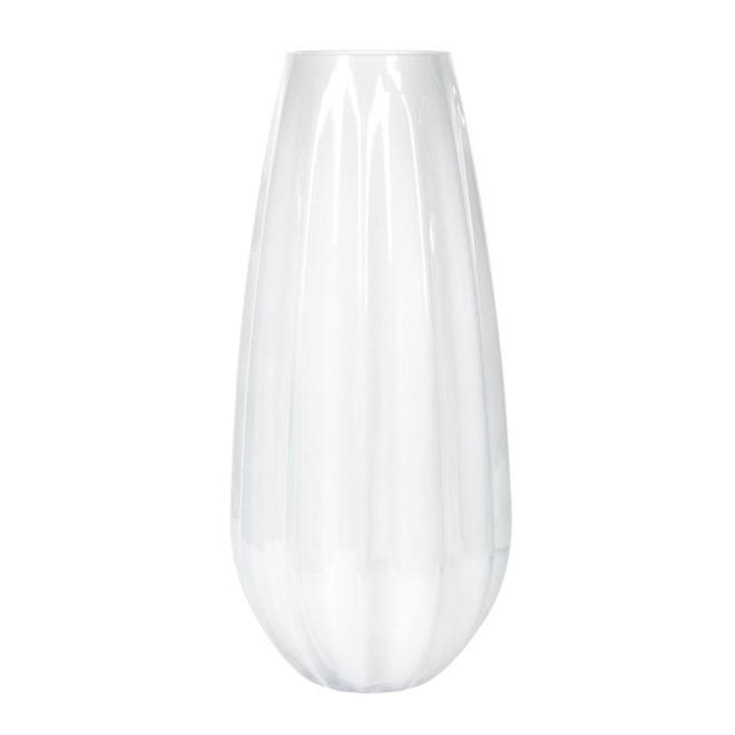 Decorative White Glass 7-in x 16-in Tapered Vase