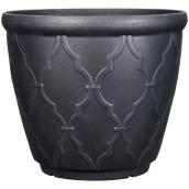 Style Selections Pot with Quatrefoil Design 15-in Polypropylene Grey