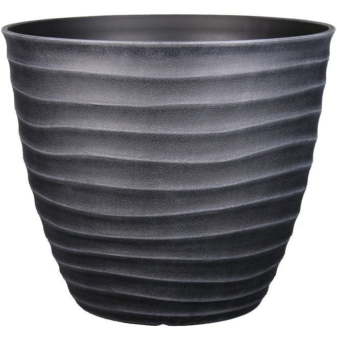 Pot Style Selections à motif ondulé, 15,3 po, polypropylène, gris