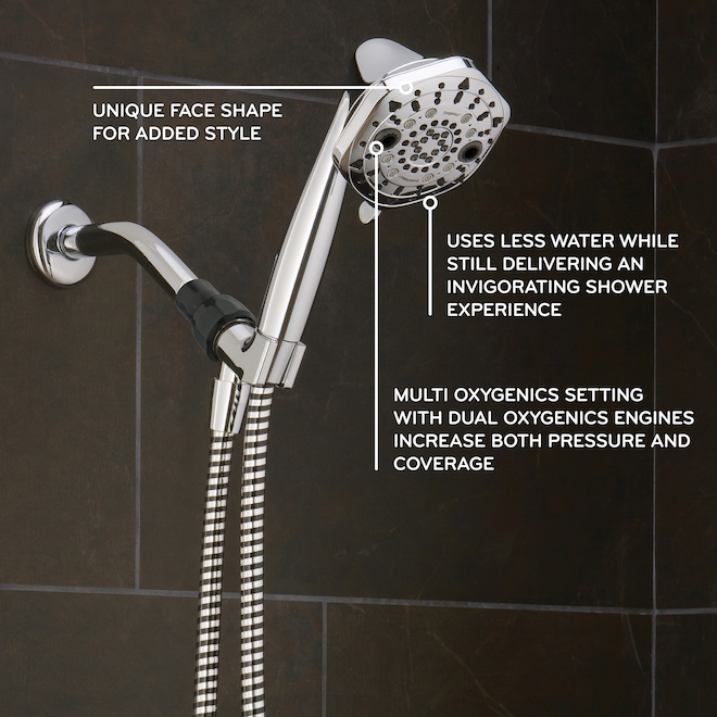 Oxygenics PowerSelect Polished Chrome 7-Spray Hand Shower