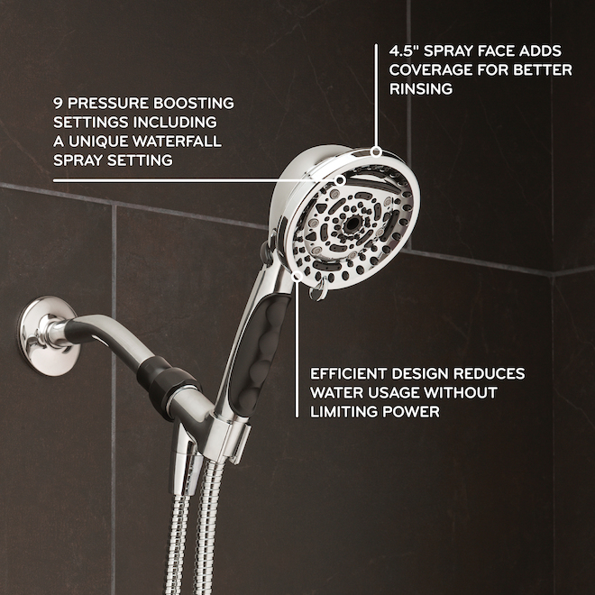 Oxygenics PowerMax Polished Chrome - 9-Spray Handshower (1-Pack)