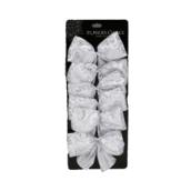 Mini Christmas Bows - Polyester - 5" - Silver - 6/PK