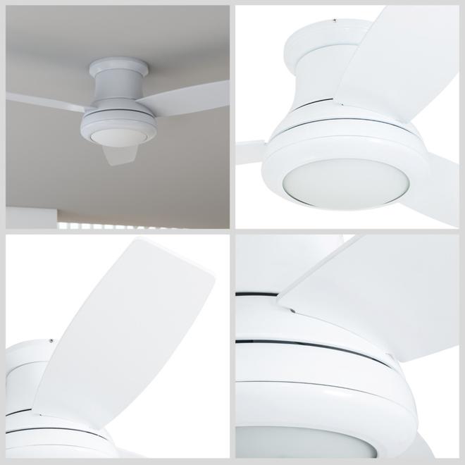 Harbor Breese Sailstream 52-in Gloss White LED Remote-Controlled Ceiling Fan - 3-Blade