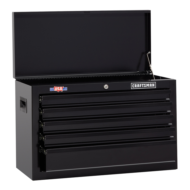 Tool Chest with Lid - 26" - 5 Drawers - Black