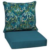 Deep Seat and Back Cushion - 24" - Polyester - Blue