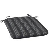 Style Selections Reversible Patio Chair Cushion - 19-in x 18-in x 2.5-in - Polyester - Striped Black Pattern