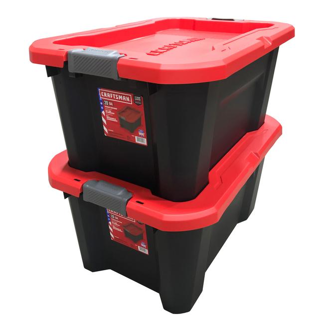 CRAFTSMAN 75-L Black Plastic Storage Box with Latching Lid