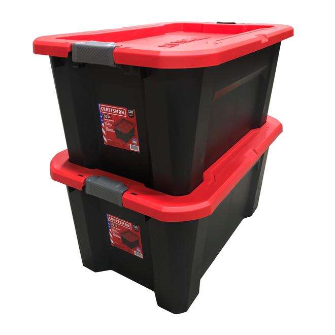 CRAFTSMAN 113-L Black Plastic Storage Box with Latching Lid