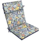 Coussin pour chaise de patio à dossier haut Style Selections, polyester, motif floral, aquarelle/bleu
