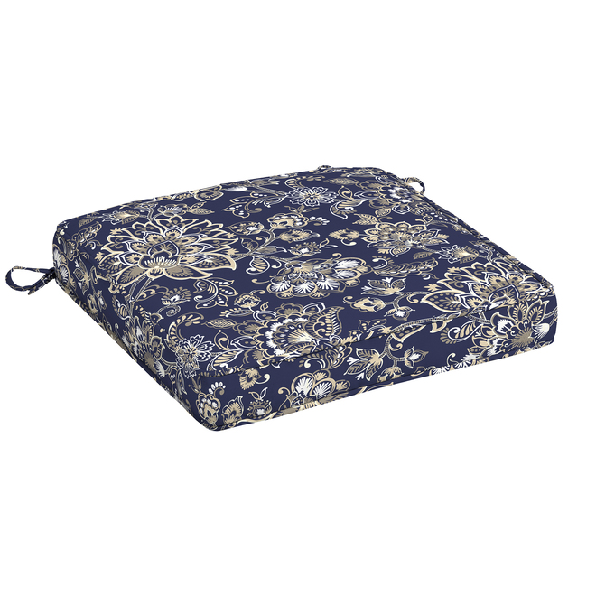 Bazik 20-in Blue and Beige Floral Pattern Polyester Outdoor Cushion Seat