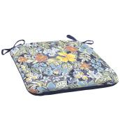 Coussin réversible pour chaise de patio Style Selections, 18 po x 19 po x 2,5 po, polyester, motif floral/uni, bleu