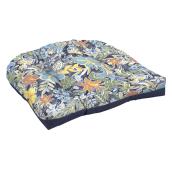 Style Selections Reversible Wicker Seat Cushion - 18-in x 20-in x 5-in - Polyester - Floral/Solid Pattern - Blue