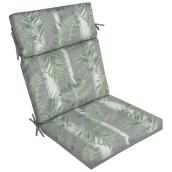 Bazik 44 L x 21 W x 4.5-in H Grey/Green Pattern Reversible Polyester High-Back Patio Chair Cushion