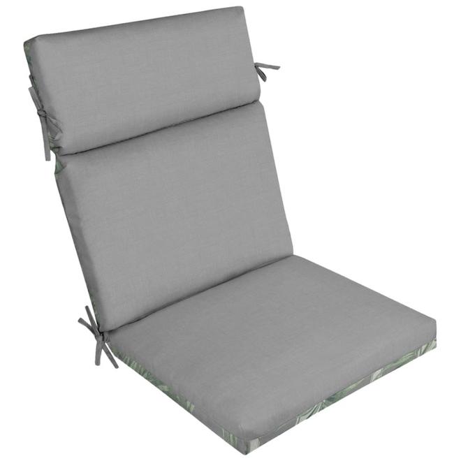 Bazik 44 L x 21 W x 4.5-in H Grey/Green Pattern Reversible Polyester High-Back Patio Chair Cushion