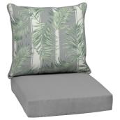 Bazik Cabana 24-in W 2-Piece Grey Tropical Pattern Outdoor Polyester Reversible Chair Cushion