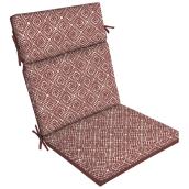 Coussin pour chaise de patio Style Selections, dossier haut, motif treillis, 44 po x 21 po, rouge