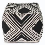 Pouf carré Allen + Roth, motif géométrique, 14 po x 18 po, polyester, noir et blanc