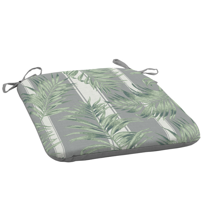 Bazik Cabana 18 x 19-in Grey/Green Tropical Pattern Outdoor Seat Cushion