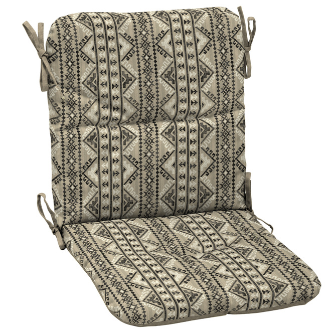 Coussin Southwest par Style Selections pour chaise à dossier mi-dos, 36,5 po x 19,5 po, beige