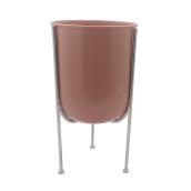 Allen + Roth Plant Stand with Pot - 10.5-in x 18-in - Steel - Terracotta/Silver