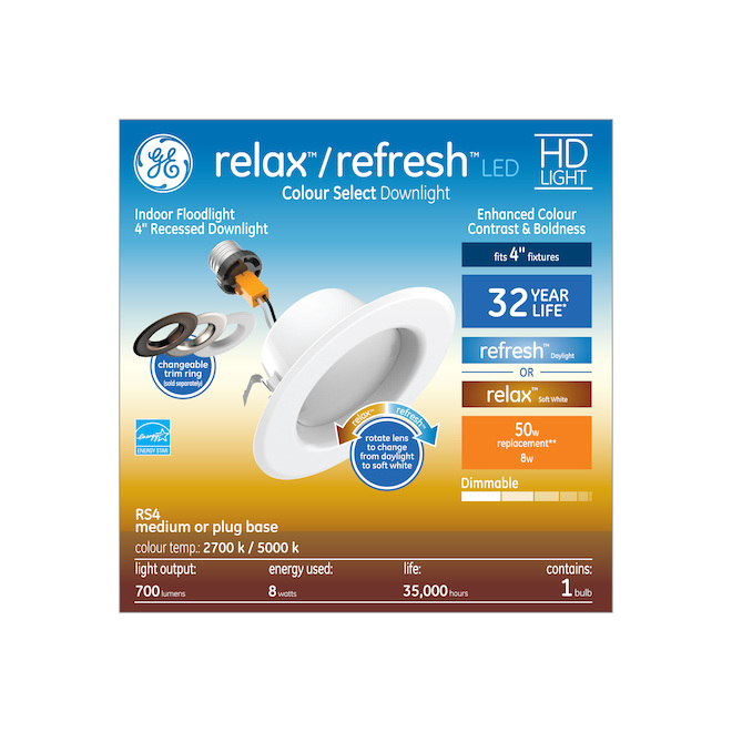 GE Relax Refresh Color Changing 50W Replacement 4 in Recessed Can