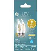 GE LED+ Dusk to Dawn Soft White 60W Replacement LED Clear Decorative Medium Base CAM Light Bulbs (2-Pack)