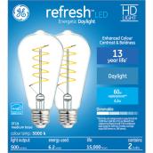 GE Refresh HD Daylight 60W Replacement LED Clear Decorative ST19 Light Bulbs (2-Pack)