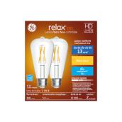 Ampoules de remplacement DEL blanc doux HD RELAX de GE ST19 60 W décoratives transparentes (paquet de 2)