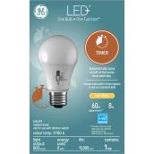 GE LED+ Timer Soft White 60W Replacement LED General Purpose A19 Light Bulb (1-Pack)