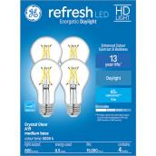 GE Refresh HD Daylight 60W Replacement LED Crystal Clear General Purpose A19 Light Bulbs (4-Pack)