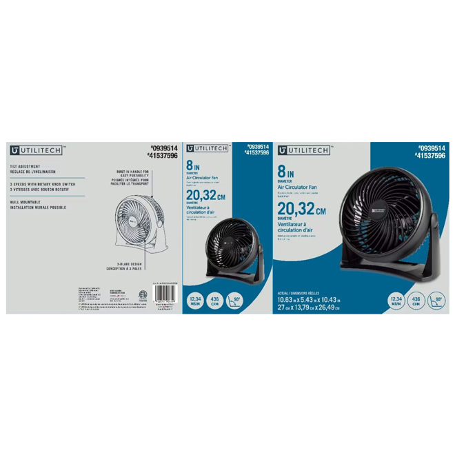 Utilitech Black Plastic 8-in 3-Speed Stand Fan