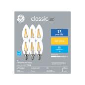 GE Soft White 60W Replacement LED Clear Blunt Tip Candelabra Base BC Bulbs - 6-Pack