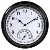 AcuRite 13.5 in Indoor/Outdoor Wall Clock with Thermometer