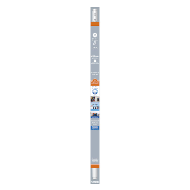 Tube fluorescent DEL T8A 24 po de GE 17 W à sélection de blancs