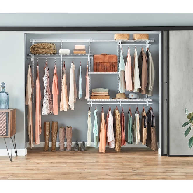 Ensemble d'étagères pour garde-robes ShelfTrack ClosetMaid blanc, 5 à 8 pi