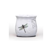 Dragonfly Ceramic Toothbrush Holder - White/Green