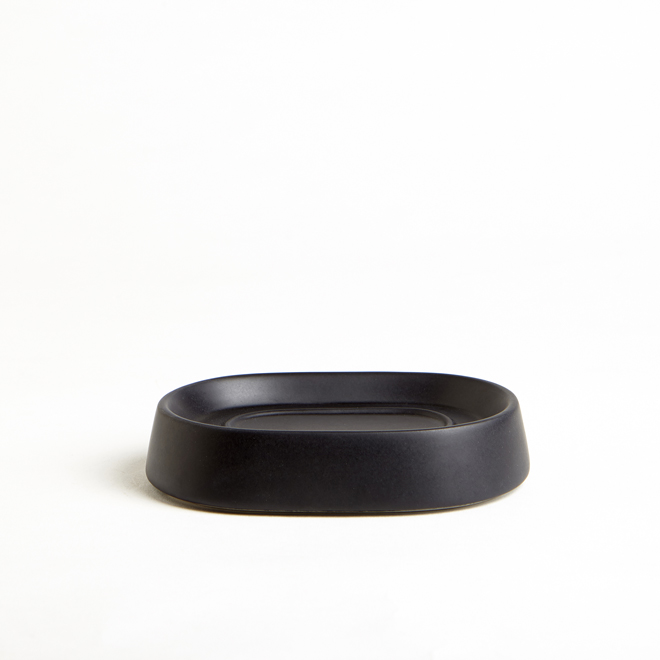 Moda at Home 5-in Matte Black Ceramic Soap Dish