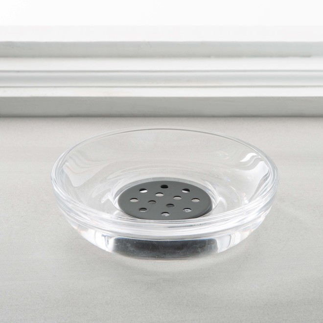 Moda at Home Clear Soap Dish with Black Drain